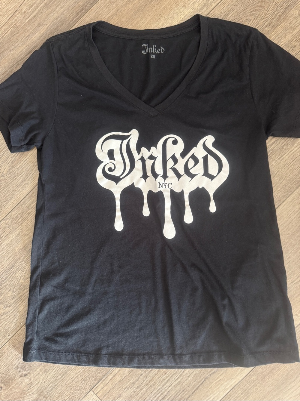 Inked Magazine NYC Gothic Dripping Logo V-Neck Tee 2x